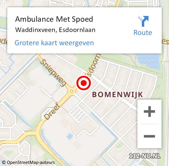 Locatie op kaart van de 112 melding: Ambulance Met Spoed Naar Waddinxveen, Esdoornlaan op 5 maart 2022 14:28