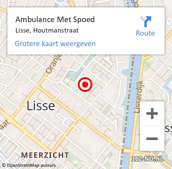 Locatie op kaart van de 112 melding: Ambulance Met Spoed Naar Lisse, Houtmanstraat op 5 maart 2022 14:49