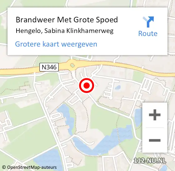 Locatie op kaart van de 112 melding: Brandweer Met Grote Spoed Naar Hengelo, Sabina Klinkhamerweg op 5 maart 2022 14:49