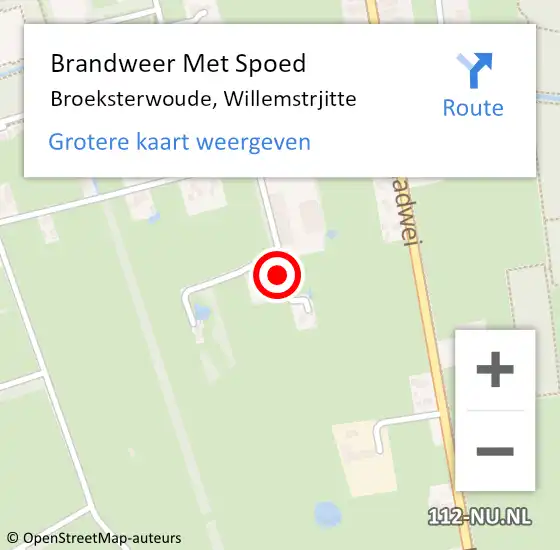 Locatie op kaart van de 112 melding: Brandweer Met Spoed Naar Broeksterwoude, Willemstrjitte op 5 maart 2022 15:02