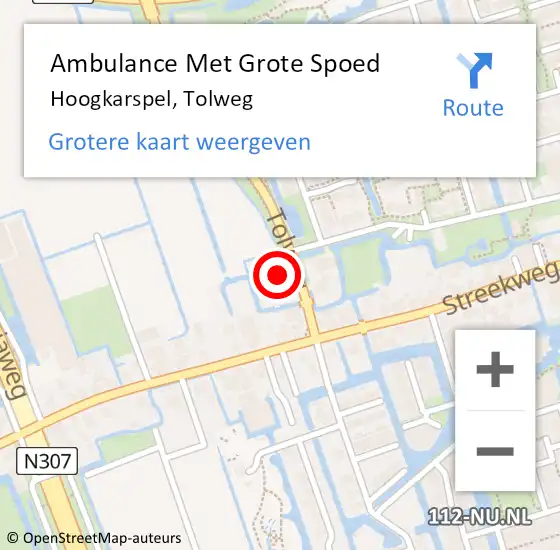 Locatie op kaart van de 112 melding: Ambulance Met Grote Spoed Naar Hoogkarspel, Tolweg op 5 maart 2022 15:28