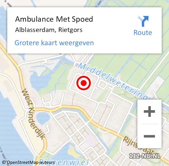 Locatie op kaart van de 112 melding: Ambulance Met Spoed Naar Alblasserdam, Rietgors op 5 maart 2022 15:34