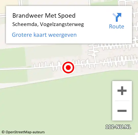 Locatie op kaart van de 112 melding: Brandweer Met Spoed Naar Scheemda, Vogelzangsterweg op 5 maart 2022 15:53