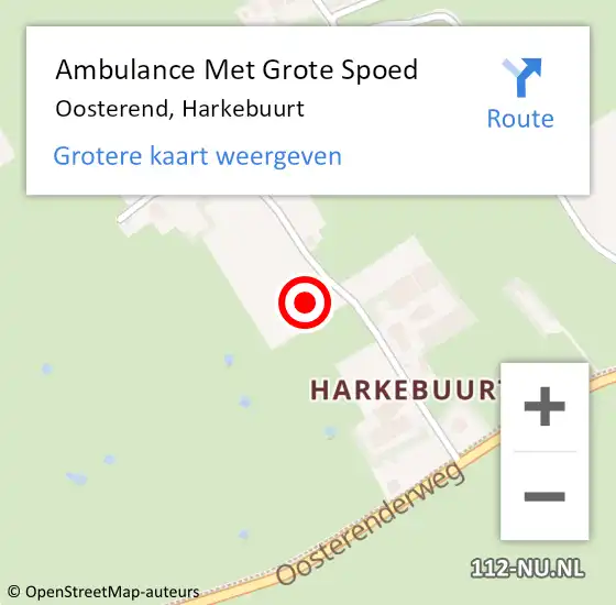 Locatie op kaart van de 112 melding: Ambulance Met Grote Spoed Naar Oosterend, Harkebuurt op 5 maart 2022 15:54