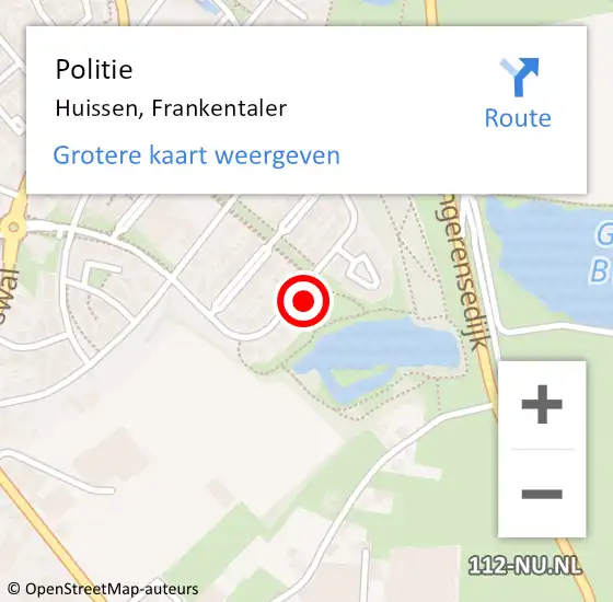 Locatie op kaart van de 112 melding: Politie Huissen, Frankentaler op 5 maart 2022 16:14