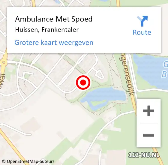 Locatie op kaart van de 112 melding: Ambulance Met Spoed Naar Huissen, Frankentaler op 5 maart 2022 16:14