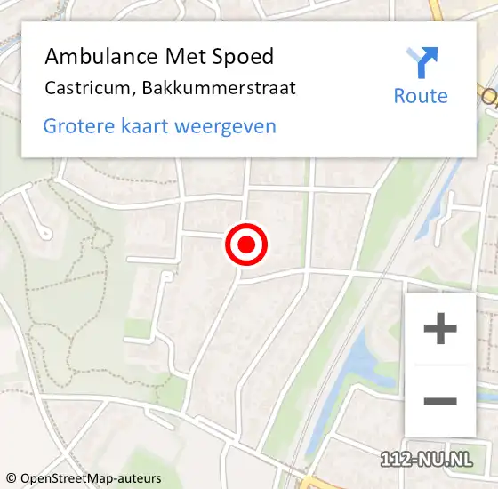 Locatie op kaart van de 112 melding: Ambulance Met Spoed Naar Castricum, Bakkummerstraat op 5 maart 2022 16:17