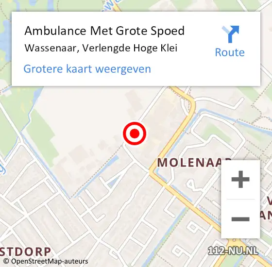 Locatie op kaart van de 112 melding: Ambulance Met Grote Spoed Naar Wassenaar, Verlengde Hoge Klei op 5 maart 2022 16:18