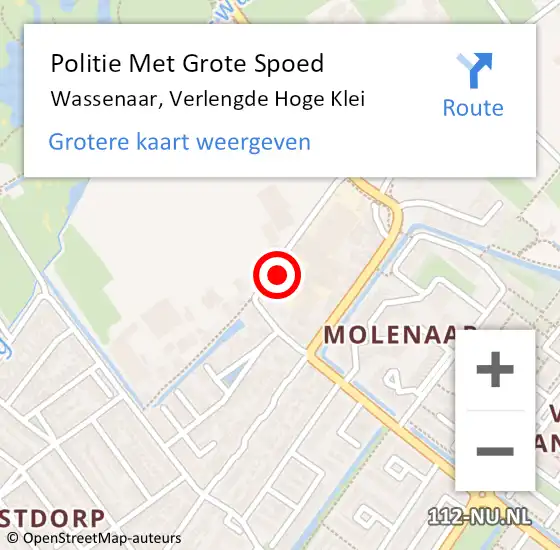 Locatie op kaart van de 112 melding: Politie Met Grote Spoed Naar Wassenaar, Verlengde Hoge Klei op 5 maart 2022 16:20