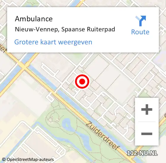 Locatie op kaart van de 112 melding: Ambulance Nieuw-Vennep, Spaanse Ruiterpad op 5 maart 2022 16:29