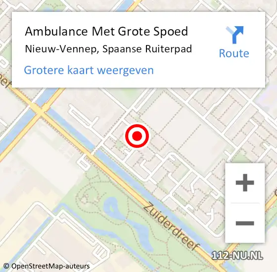 Locatie op kaart van de 112 melding: Ambulance Met Grote Spoed Naar Nieuw-Vennep, Spaanse Ruiterpad op 5 maart 2022 16:30