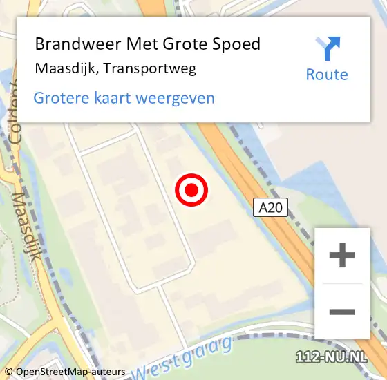 Locatie op kaart van de 112 melding: Brandweer Met Grote Spoed Naar Maasdijk, Transportweg op 5 maart 2022 16:35