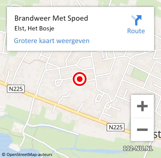 Locatie op kaart van de 112 melding: Brandweer Met Spoed Naar Elst, Het Bosje op 5 maart 2022 16:58