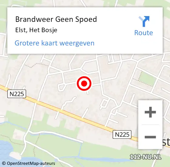 Locatie op kaart van de 112 melding: Brandweer Geen Spoed Naar Elst, Het Bosje op 5 maart 2022 17:01