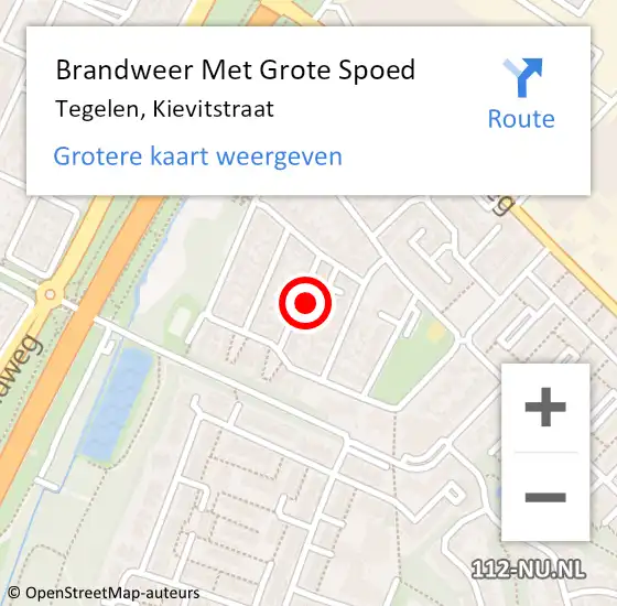 Locatie op kaart van de 112 melding: Brandweer Met Grote Spoed Naar Tegelen, Kievitstraat op 5 maart 2022 17:02