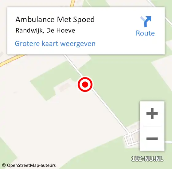 Locatie op kaart van de 112 melding: Ambulance Met Spoed Naar Randwijk, De Hoeve op 5 maart 2022 17:07