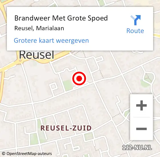 Locatie op kaart van de 112 melding: Brandweer Met Grote Spoed Naar Reusel, Marialaan op 5 maart 2022 17:09