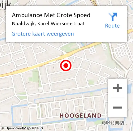 Locatie op kaart van de 112 melding: Ambulance Met Grote Spoed Naar Naaldwijk, Karel Wiersmastraat op 5 maart 2022 17:18