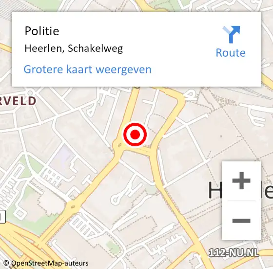 Locatie op kaart van de 112 melding: Politie Heerlen, Schakelweg op 5 maart 2022 17:24