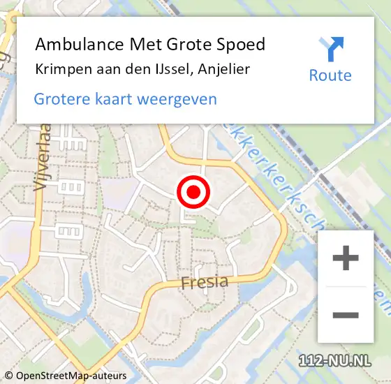 Locatie op kaart van de 112 melding: Ambulance Met Grote Spoed Naar Krimpen aan den IJssel, Anjelier op 5 maart 2022 17:32