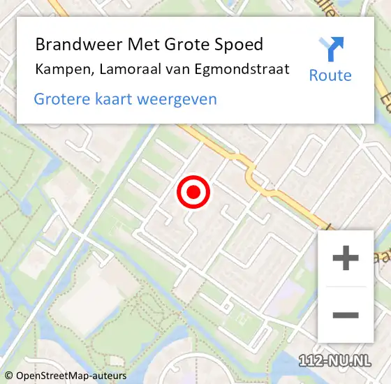 Locatie op kaart van de 112 melding: Brandweer Met Grote Spoed Naar Kampen, Lamoraal van Egmondstraat op 5 maart 2022 17:39