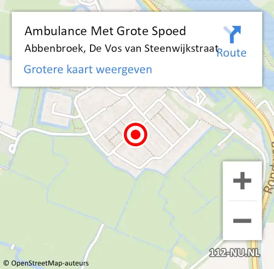 Locatie op kaart van de 112 melding: Ambulance Met Grote Spoed Naar Abbenbroek, De Vos van Steenwijkstraat op 5 maart 2022 17:45