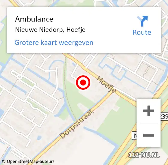 Locatie op kaart van de 112 melding: Ambulance Nieuwe Niedorp, Hoefje op 5 maart 2022 17:53