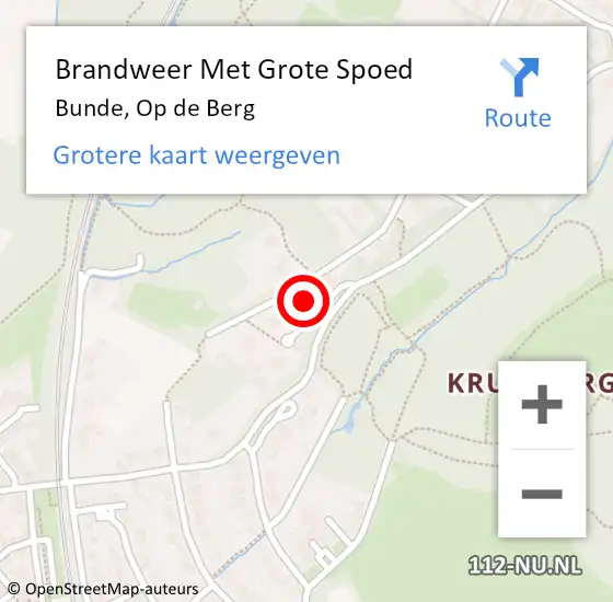 Locatie op kaart van de 112 melding: Brandweer Met Grote Spoed Naar Bunde, Op de Berg op 5 maart 2022 17:57