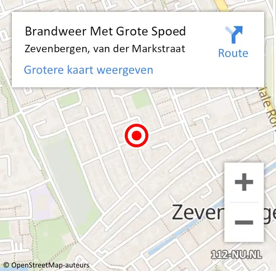 Locatie op kaart van de 112 melding: Brandweer Met Grote Spoed Naar Zevenbergen, van der Markstraat op 5 maart 2022 18:03