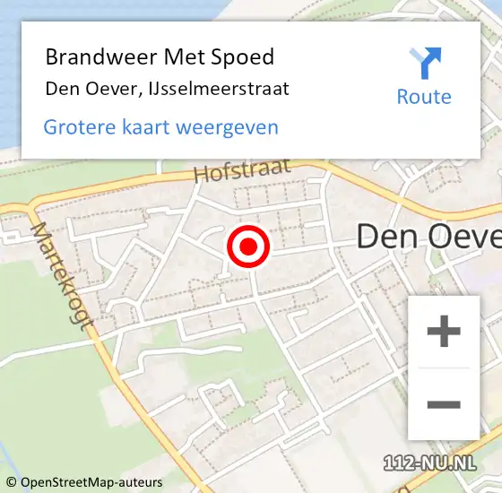 Locatie op kaart van de 112 melding: Brandweer Met Spoed Naar Den Oever, IJsselmeerstraat op 5 maart 2022 18:39