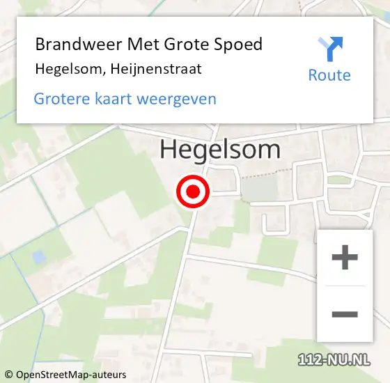 Locatie op kaart van de 112 melding: Brandweer Met Grote Spoed Naar Hegelsom, Heijnenstraat op 5 maart 2022 18:51