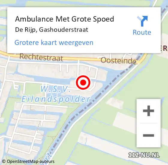 Locatie op kaart van de 112 melding: Ambulance Met Grote Spoed Naar De Rijp, Gashouderstraat op 5 maart 2022 19:02