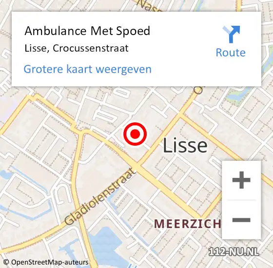 Locatie op kaart van de 112 melding: Ambulance Met Spoed Naar Lisse, Crocussenstraat op 5 maart 2022 19:06