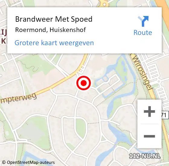 Locatie op kaart van de 112 melding: Brandweer Met Spoed Naar Roermond, Huiskenshof op 5 maart 2022 19:21