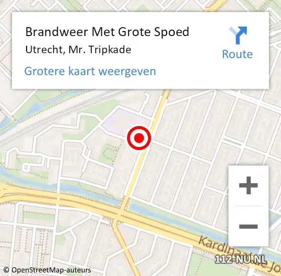 Locatie op kaart van de 112 melding: Brandweer Met Grote Spoed Naar Utrecht, Mr. Tripkade op 5 maart 2022 19:28