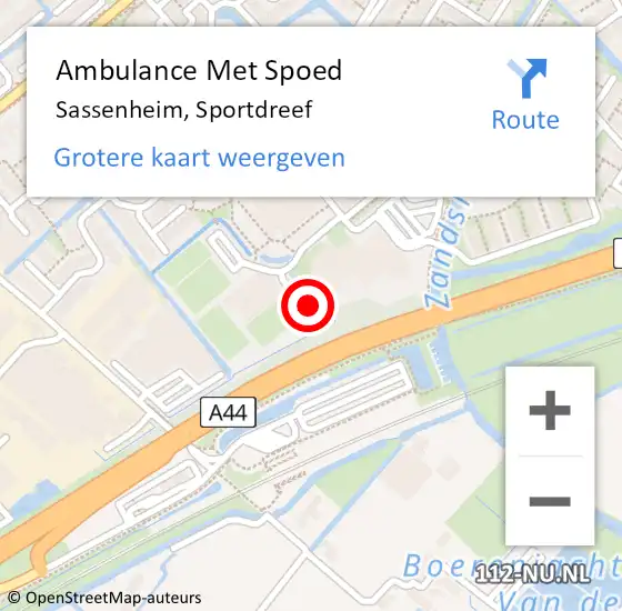 Locatie op kaart van de 112 melding: Ambulance Met Spoed Naar Sassenheim, Sportdreef op 5 maart 2022 19:29