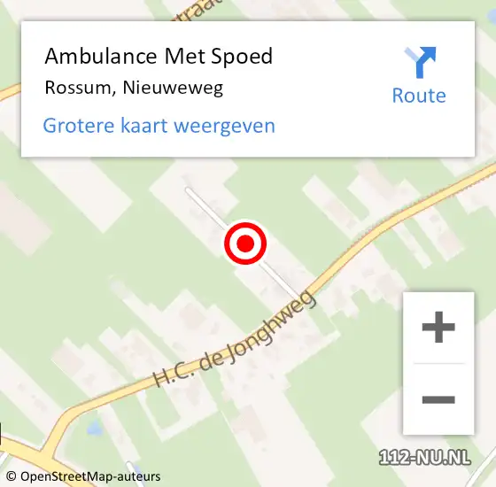 Locatie op kaart van de 112 melding: Ambulance Met Spoed Naar Rossum, Nieuweweg op 5 maart 2022 19:33