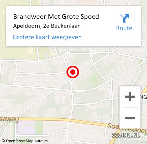 Locatie op kaart van de 112 melding: Brandweer Met Grote Spoed Naar Apeldoorn, 2e Beukenlaan op 7 oktober 2013 19:38