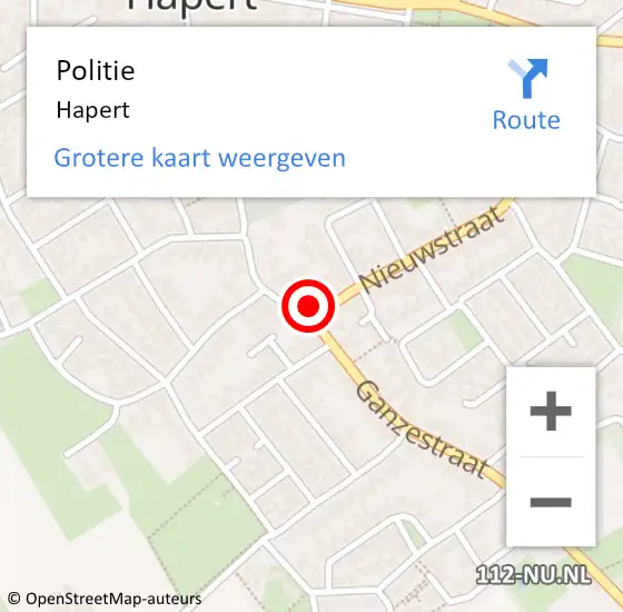 Locatie op kaart van de 112 melding: Politie Hapert op 5 maart 2022 19:40