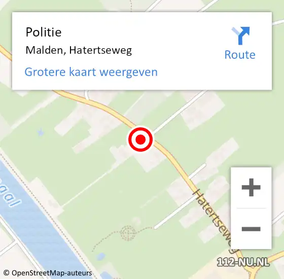 Locatie op kaart van de 112 melding: Politie Malden, Hatertseweg op 5 maart 2022 19:47