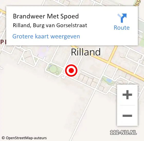 Locatie op kaart van de 112 melding: Brandweer Met Spoed Naar Rilland, Burg van Gorselstraat op 5 maart 2022 19:57