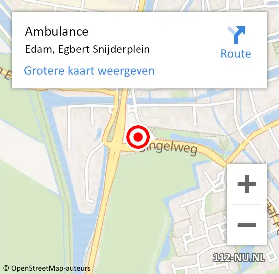 Locatie op kaart van de 112 melding: Ambulance Edam, Egbert Snijderplein op 5 maart 2022 19:59