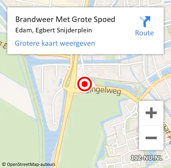 Locatie op kaart van de 112 melding: Brandweer Met Grote Spoed Naar Edam, Egbert Snijderplein op 5 maart 2022 20:00