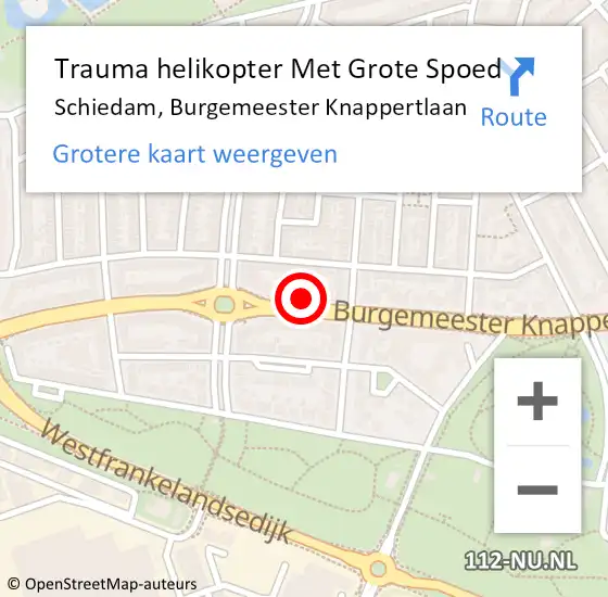 Locatie op kaart van de 112 melding: Trauma helikopter Met Grote Spoed Naar Schiedam, Burgemeester Knappertlaan op 5 maart 2022 20:07