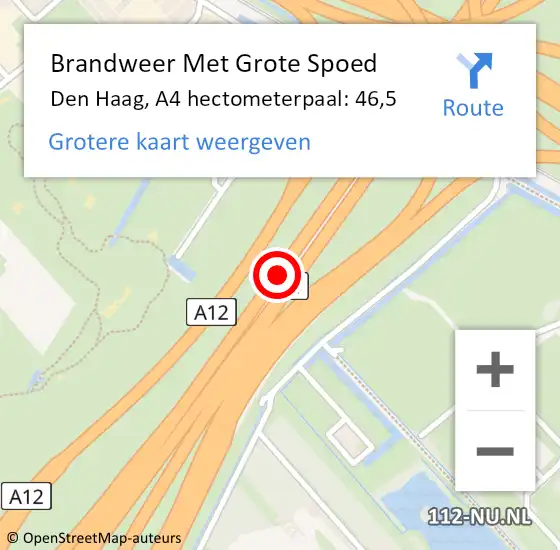 Locatie op kaart van de 112 melding: Brandweer Met Grote Spoed Naar Den Haag, A4 hectometerpaal: 46,5 op 5 maart 2022 20:26