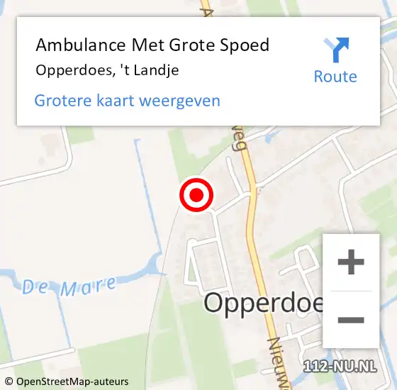 Locatie op kaart van de 112 melding: Ambulance Met Grote Spoed Naar Opperdoes, 't Landje op 5 maart 2022 20:27