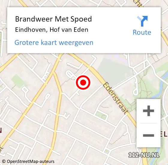Locatie op kaart van de 112 melding: Brandweer Met Spoed Naar Eindhoven, Hof van Eden op 5 maart 2022 20:33