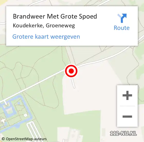 Locatie op kaart van de 112 melding: Brandweer Met Grote Spoed Naar Koudekerke, Groeneweg op 5 maart 2022 20:42