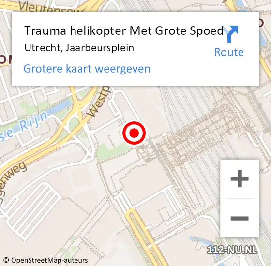 Locatie op kaart van de 112 melding: Trauma helikopter Met Grote Spoed Naar Utrecht, Jaarbeursplein op 5 maart 2022 20:47