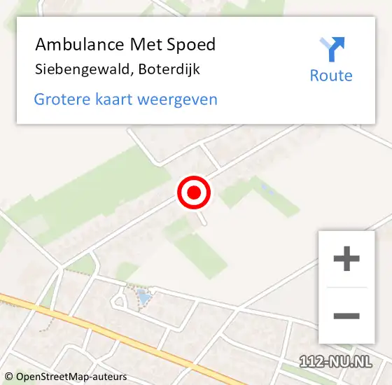 Locatie op kaart van de 112 melding: Ambulance Met Spoed Naar Siebengewald, Boterdijk op 5 maart 2022 21:07